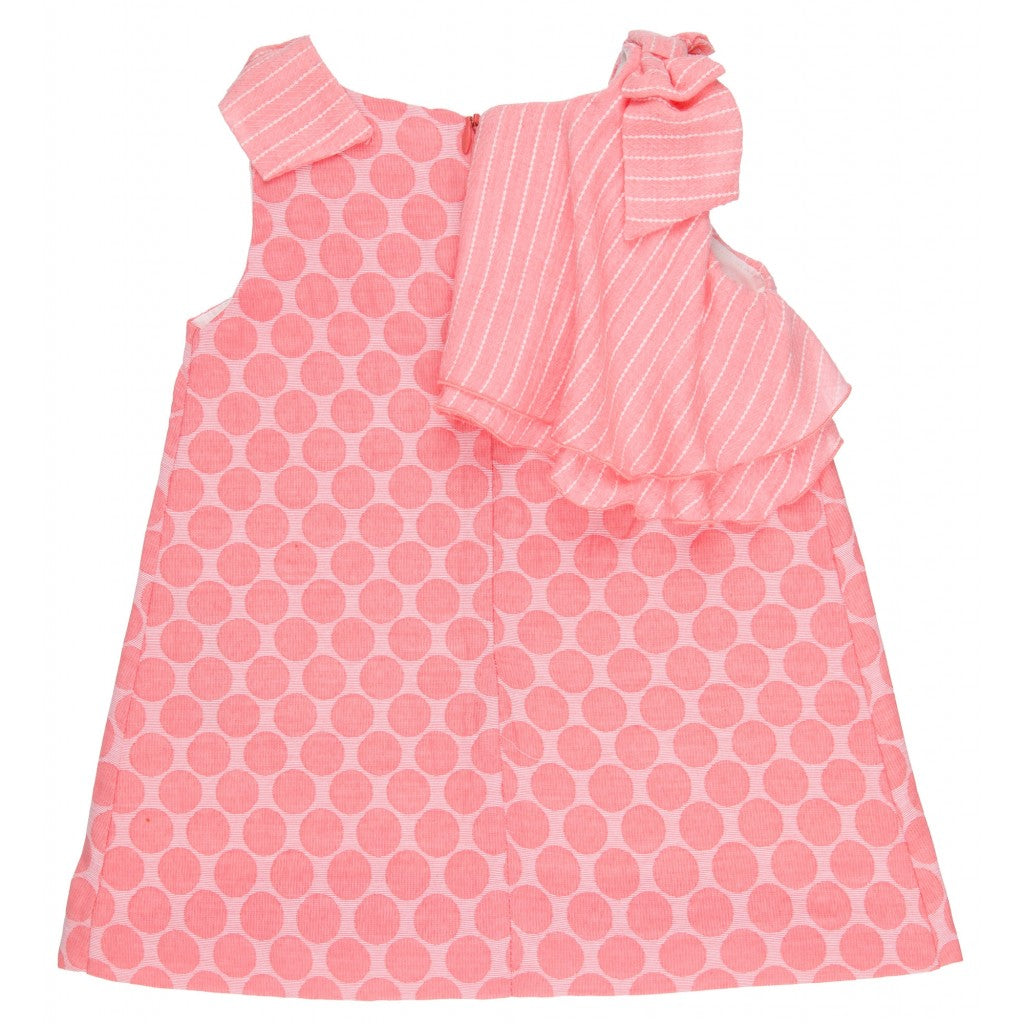 Vestido rosa durazno con topos