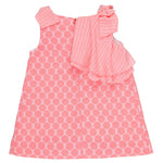 Vestido rosa durazno con topos