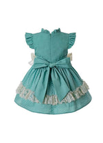 Vestido Bebé Verde con encaje beige